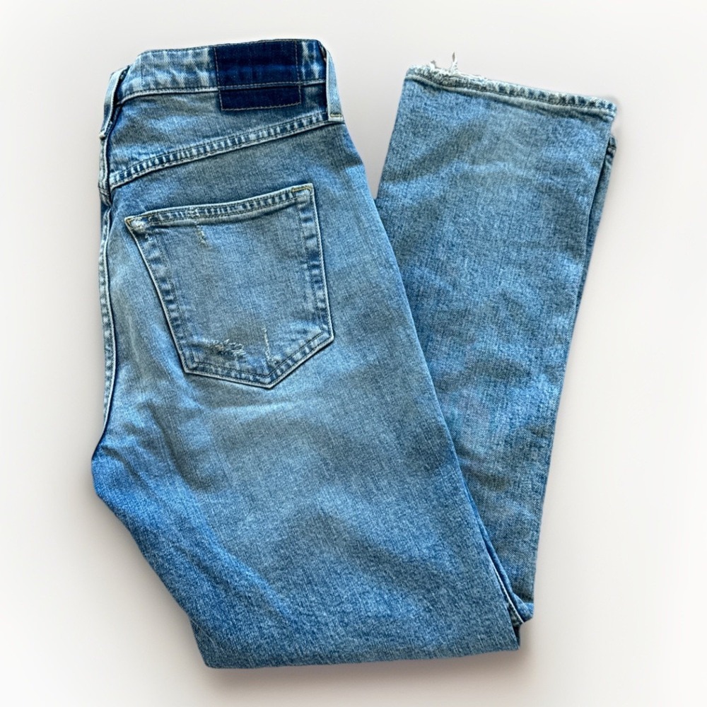 AMO Jeans Women's 27 x 28 Chloe Crop Liberty Denim‎ Slim High Rise Straight